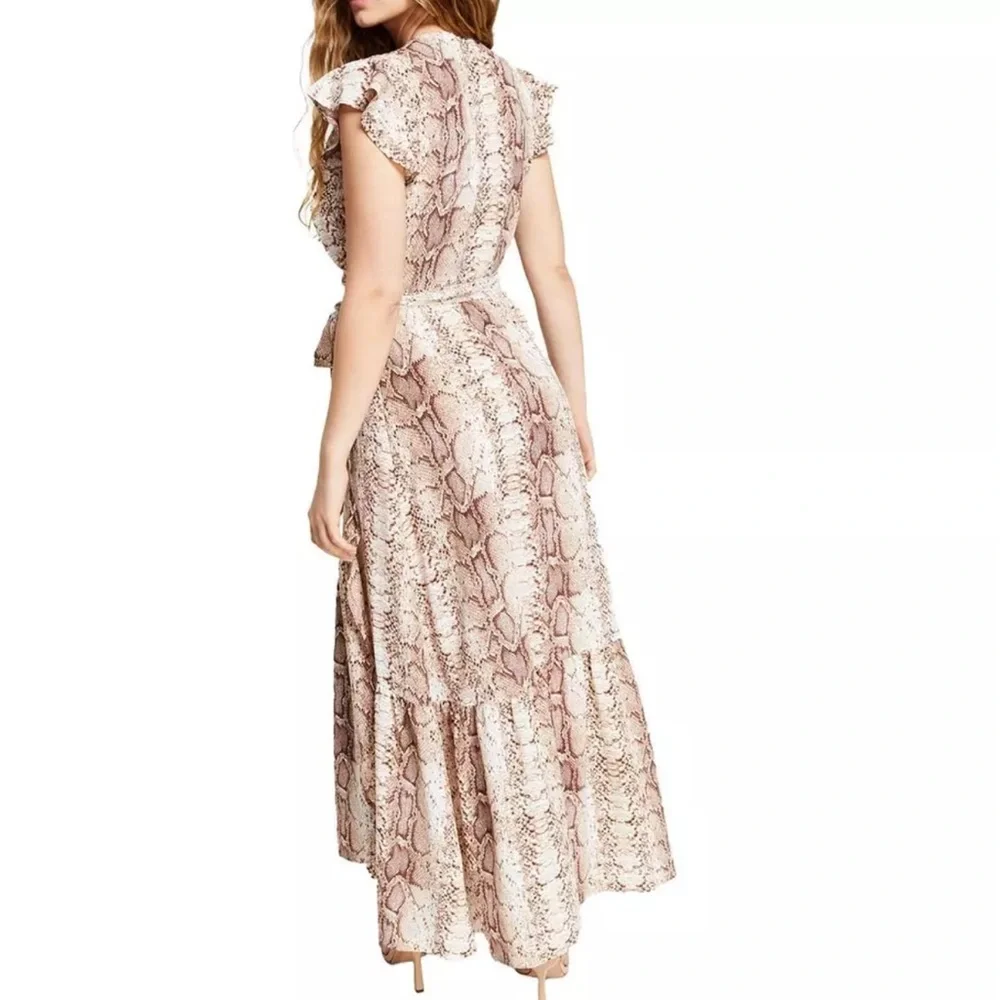 Bohemian, Bar III Snakeskin, Animal Print Wrap-Style Maxi Festival Dress, Sz M - Picture 2 of 4